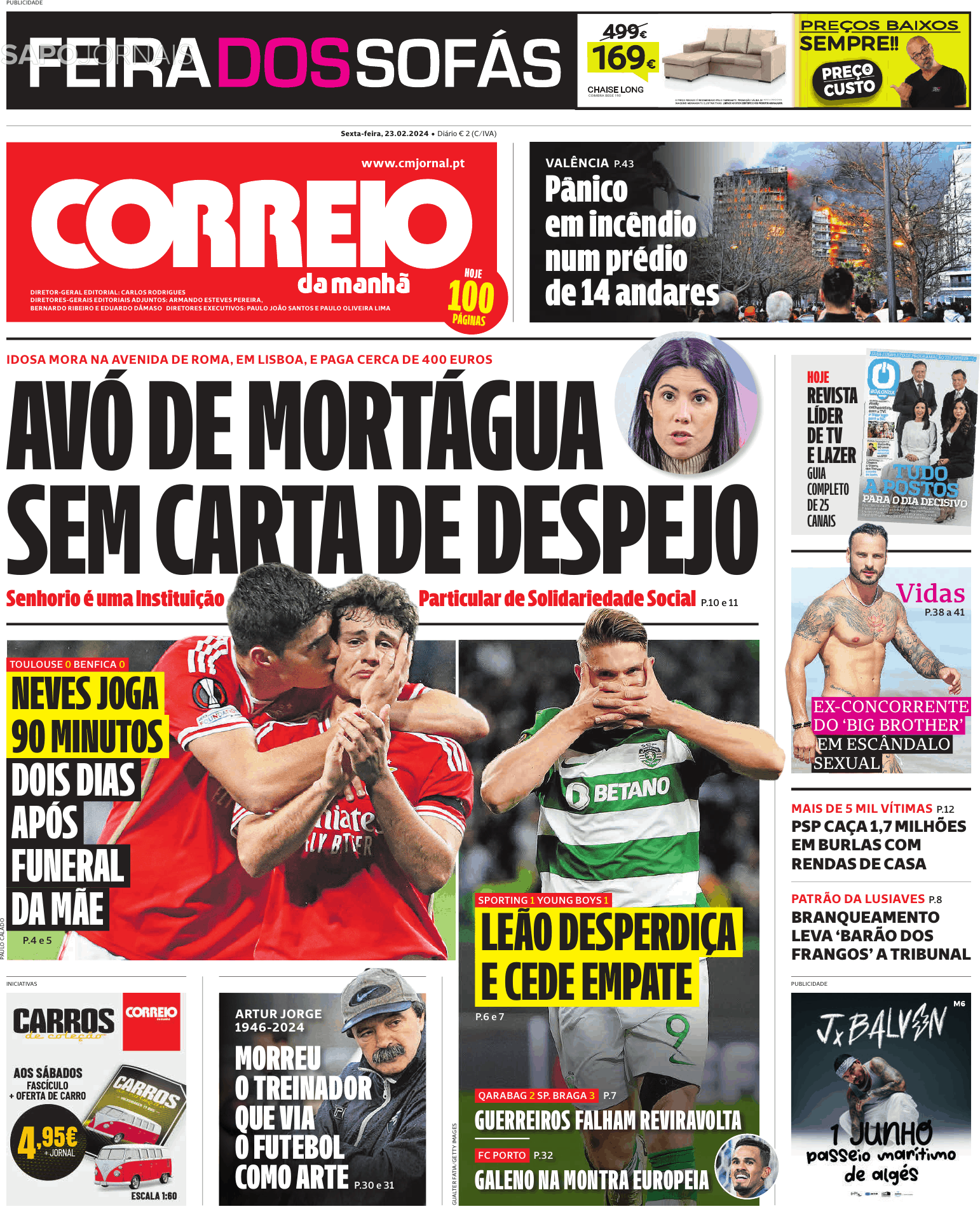 Correio da Manhã 23 fev 2024 Jornais e Revistas SAPO pt Última