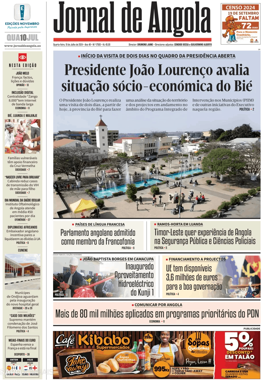 Jornal de Angola 10 jul 2024 Jornais e Revistas SAPO pt Última