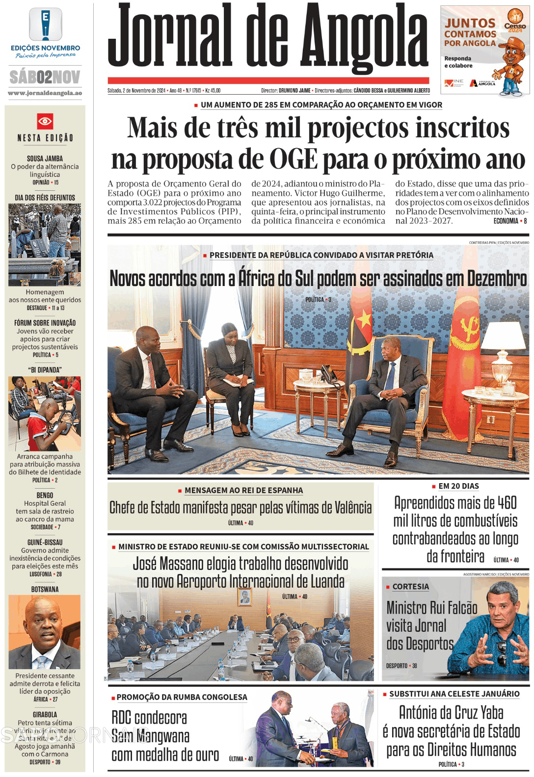 Jornal de Angola 2 nov 2024 Jornais e Revistas SAPO pt Última