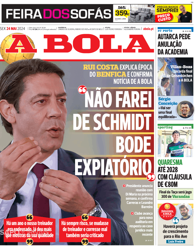 A Bola Mai Jornais E Revistas Sapo Pt Ltima Hora E