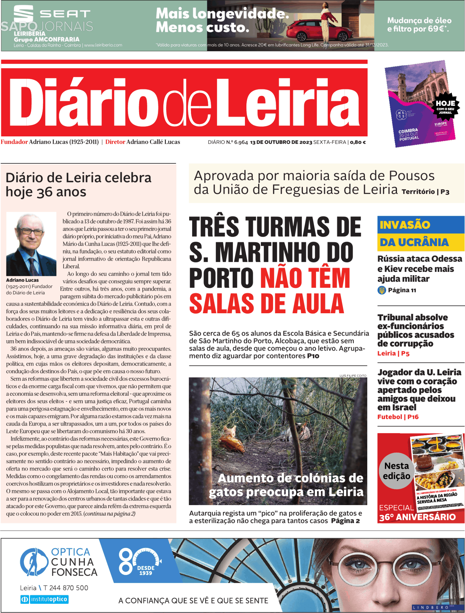 Diário de Leiria 13 out 2023 Jornais e Revistas SAPO pt Última