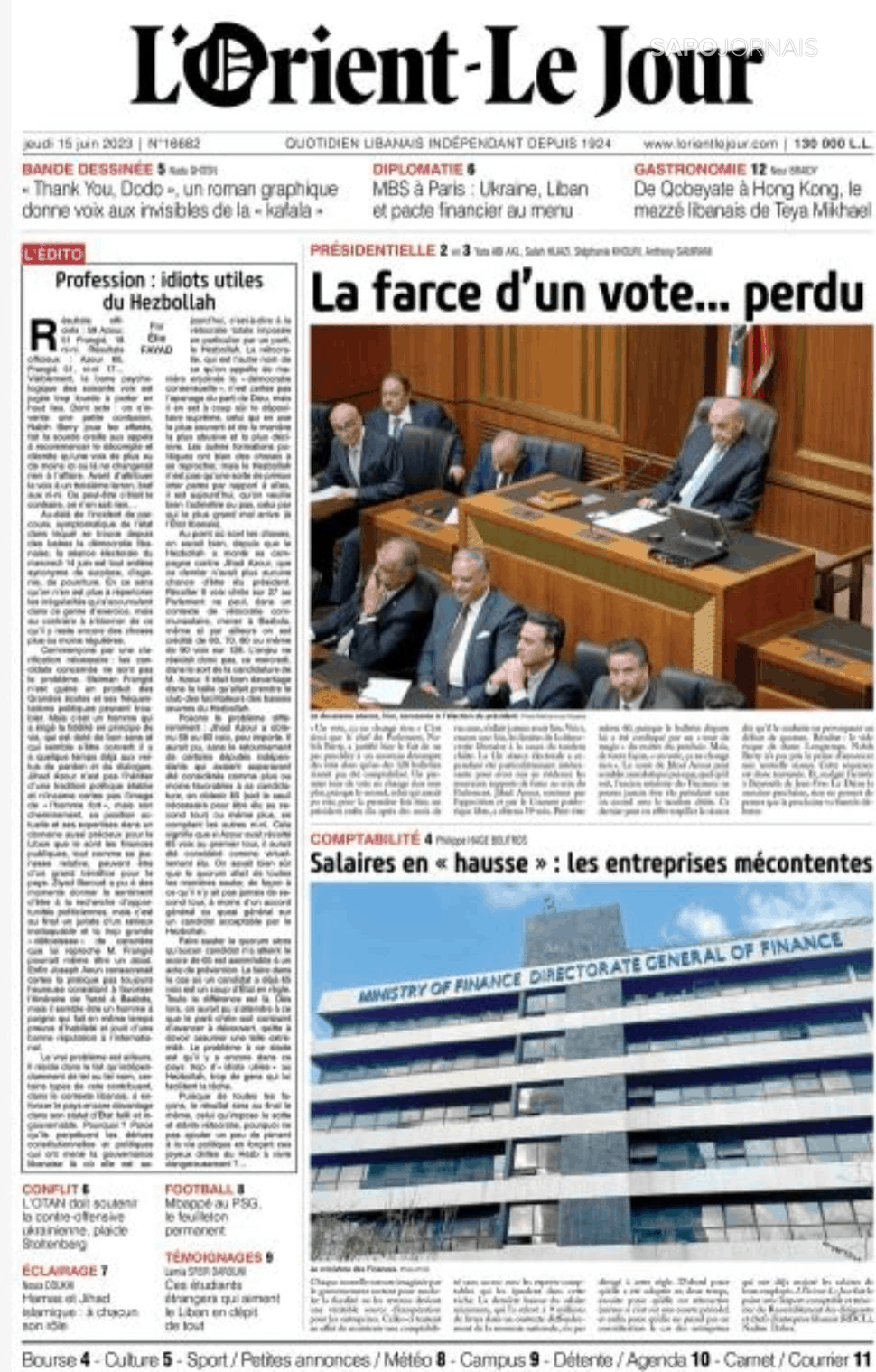 L orient le jour 15 jun 2023 Jornais e Revistas SAPO pt Última