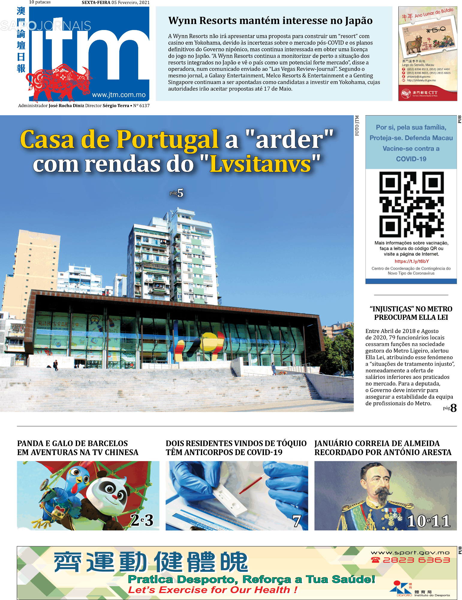 Jornal Tribuna De Macau Fev Jornais E Revistas Sapo Pt