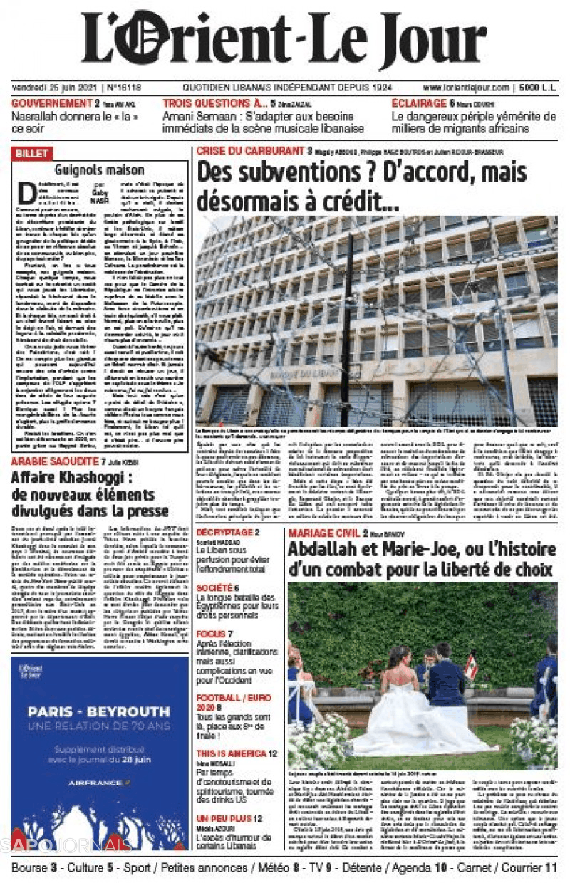 L Orient Le Jour Jun Jornais E Revistas Sapo Pt Ltima