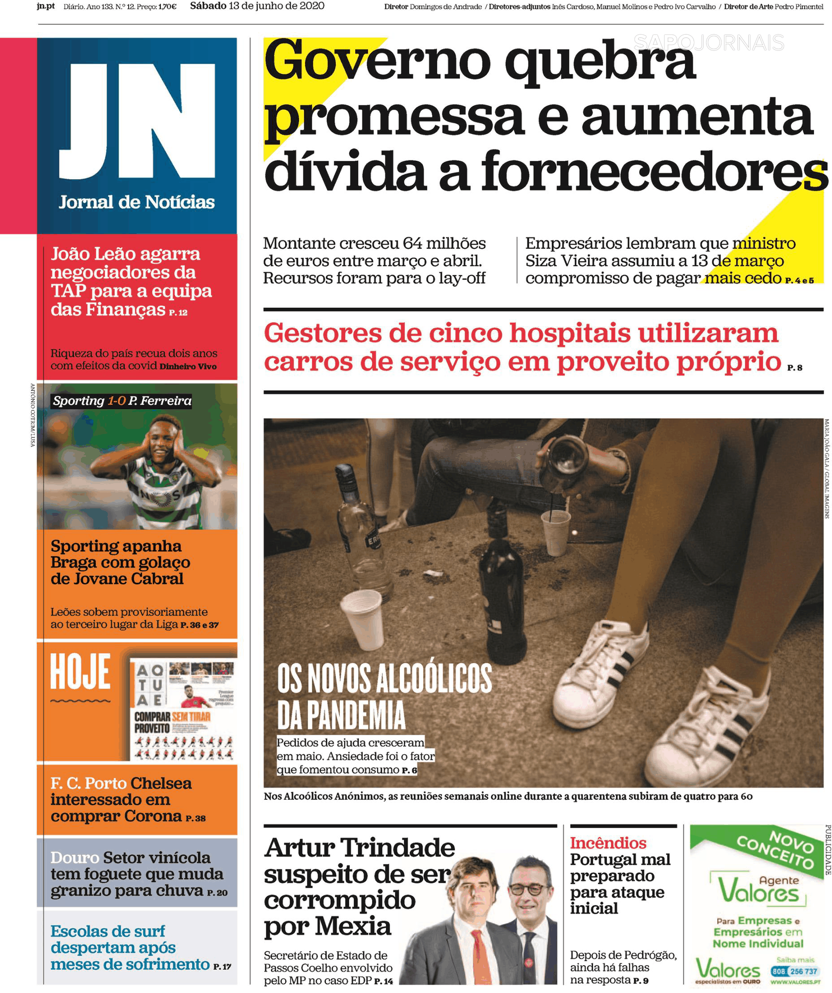 Jornal de Notícias 13 jun 2020 Jornais e Revistas SAPO pt