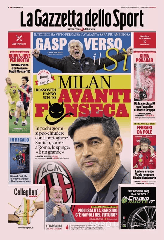 Gazzetta Dello Sport 25 Mai 2024 Jornais E Revistas SAPO Pt