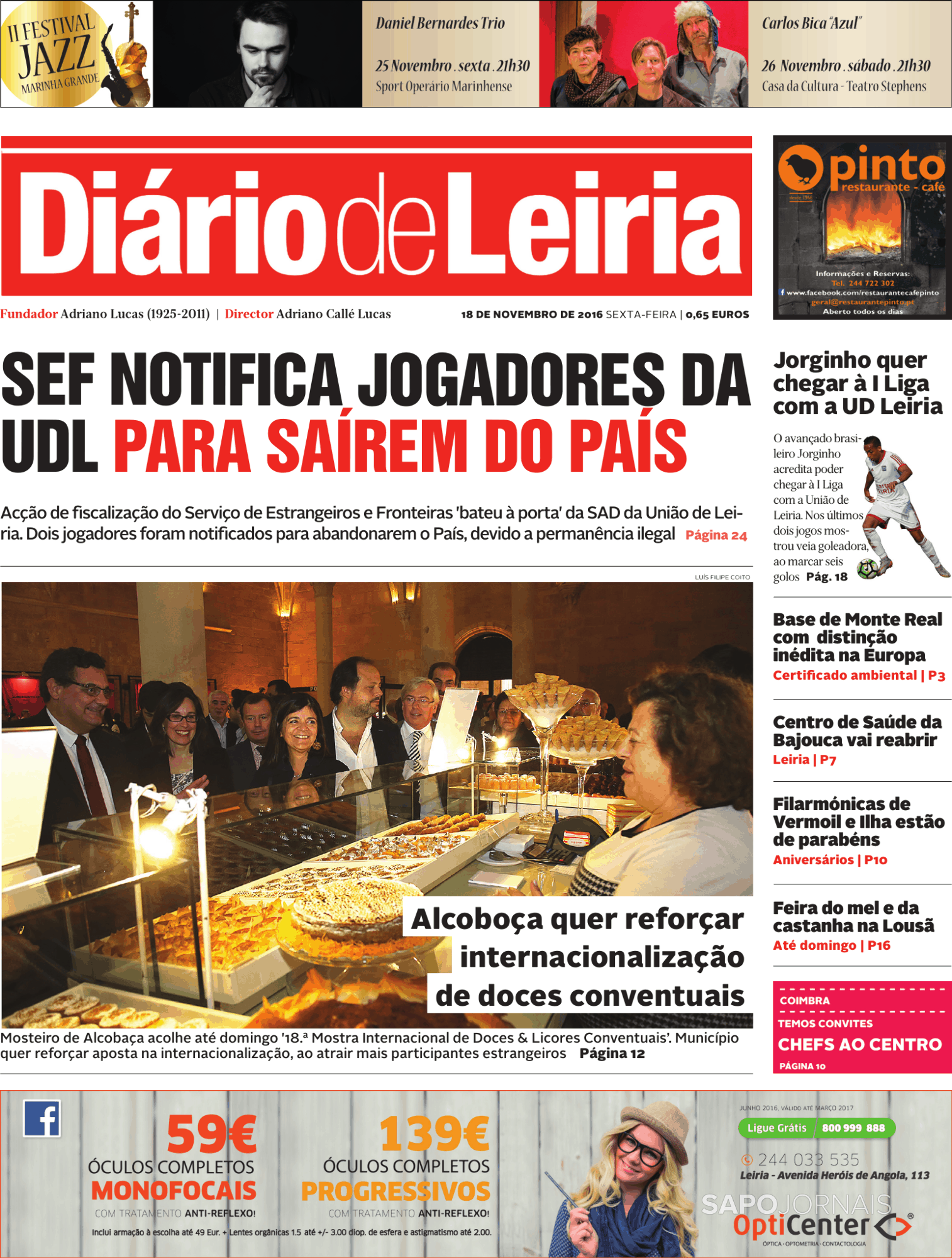 Diário de Leiria 18 nov 2016 Jornais e Revistas SAPO pt Última