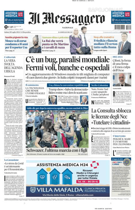 Il Messaggero 20 jul 2024 Jornais e Revistas SAPO pt Última