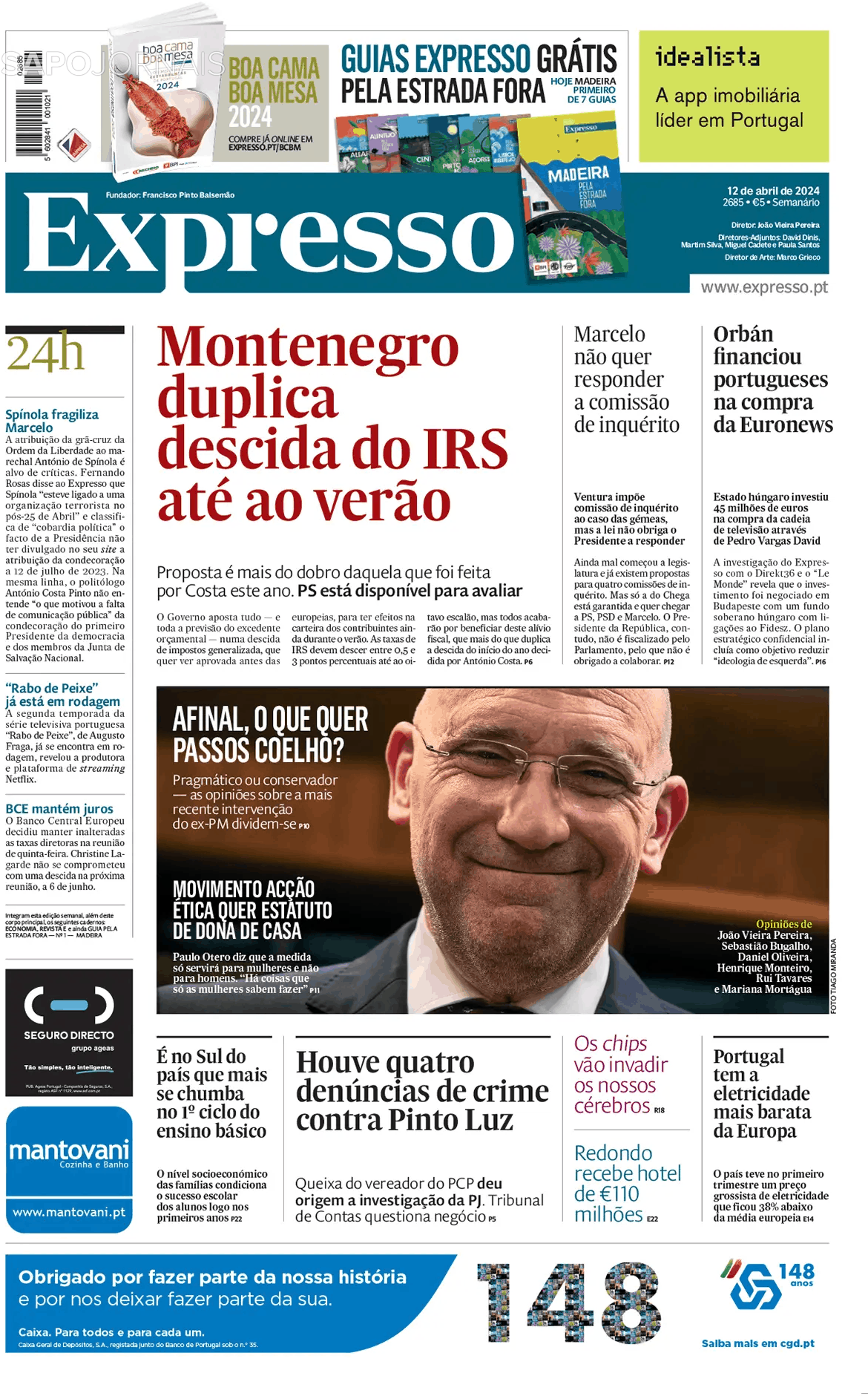 Expresso 12 abr 2024 Jornais e Revistas SAPO pt Última hora e