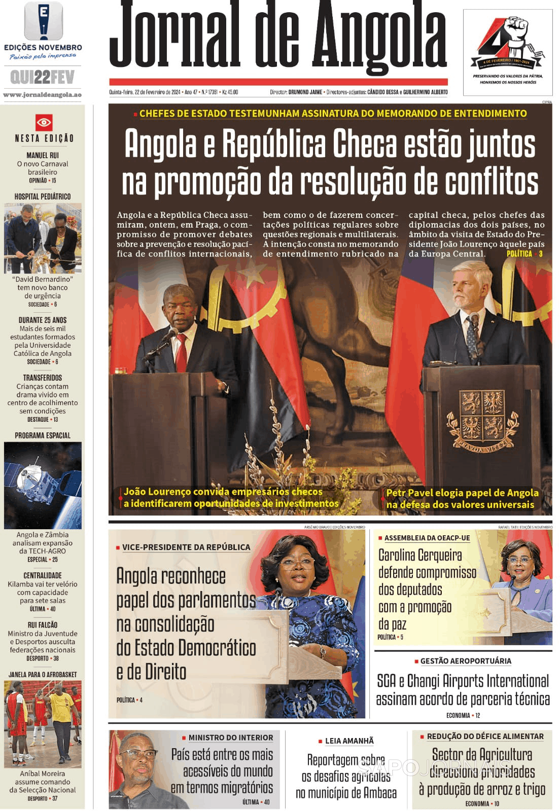 Jornal De Angola Fev Jornais E Revistas Sapo Pt Ltima