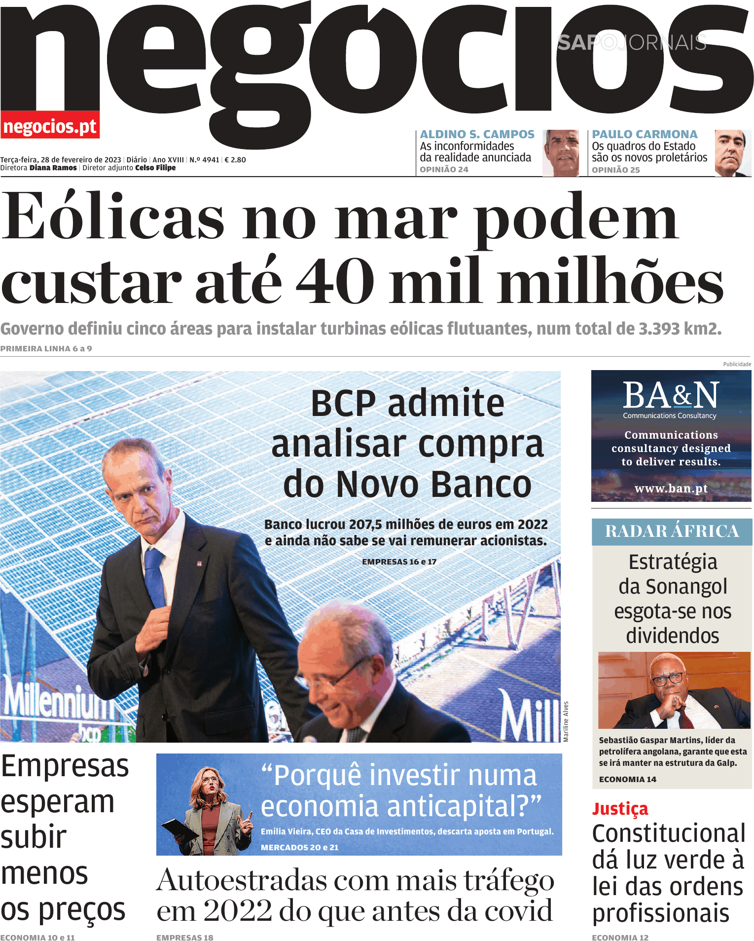 Jornal de Negócios 28 fev 2023 Jornais e Revistas SAPO pt