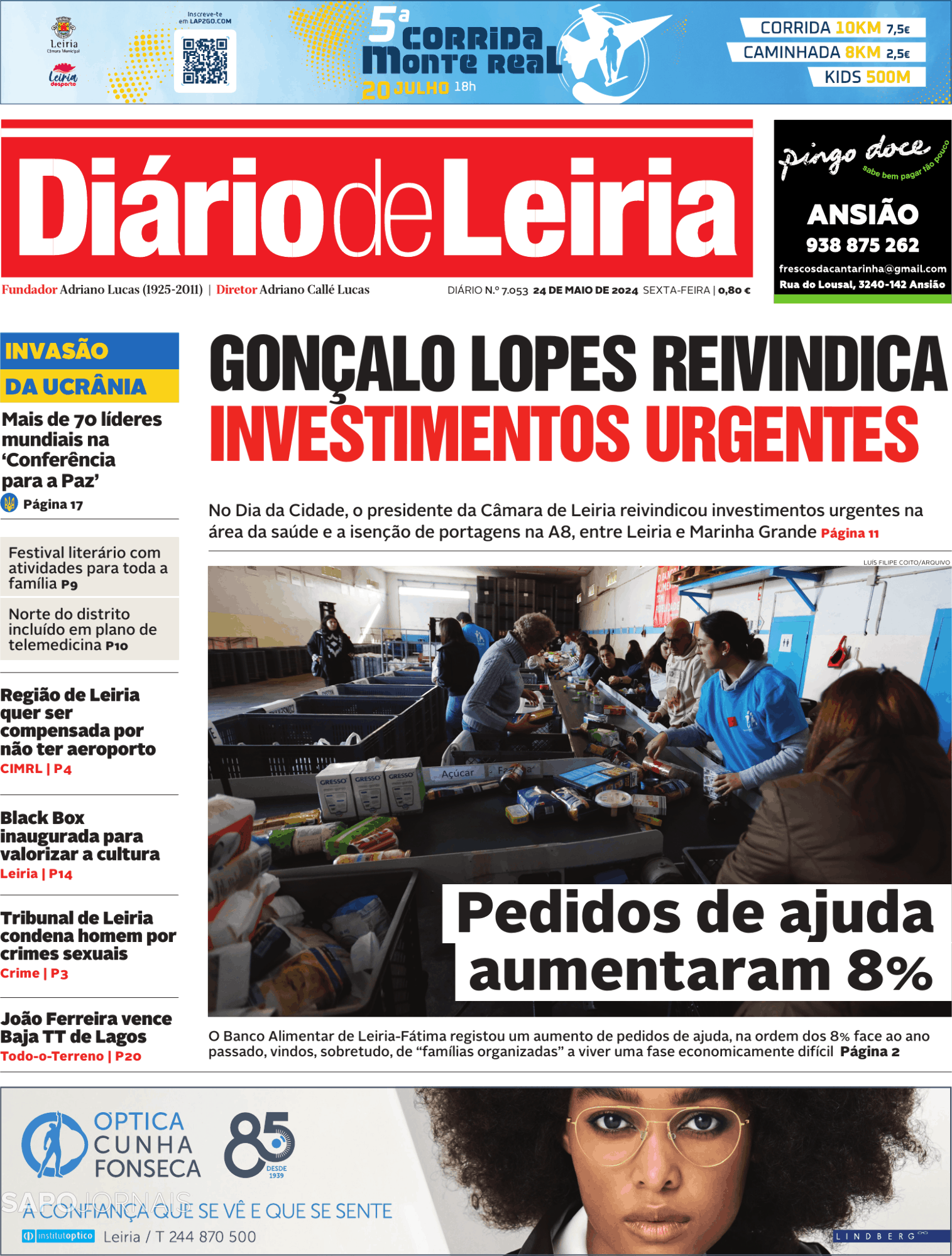 Diário de Leiria 24 mai 2024 Jornais e Revistas SAPO pt Última