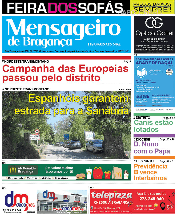 Mensageiro De Bragan A Jun Jornais E Revistas Sapo Pt