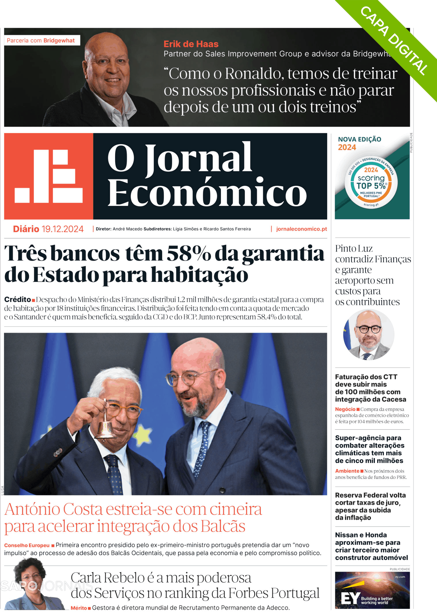 O Jornal Econ Mico Dez Jornais E Revistas Sapo Pt