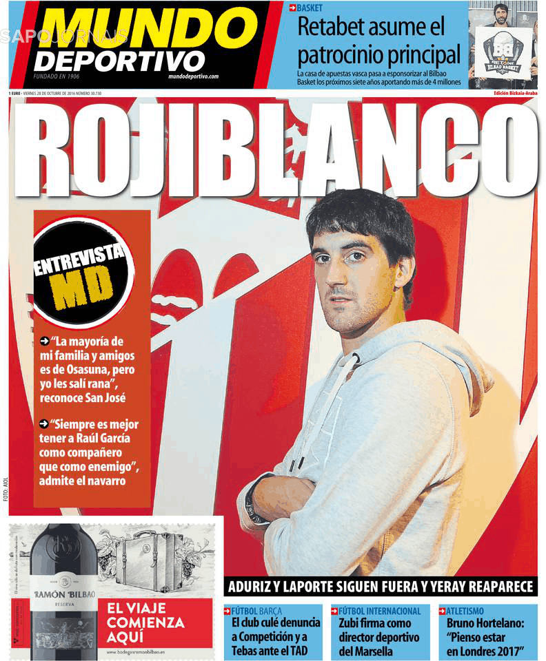 Mundo Deportivo Bizkaia Araba 28 Out 2016 Jornais E Revistas