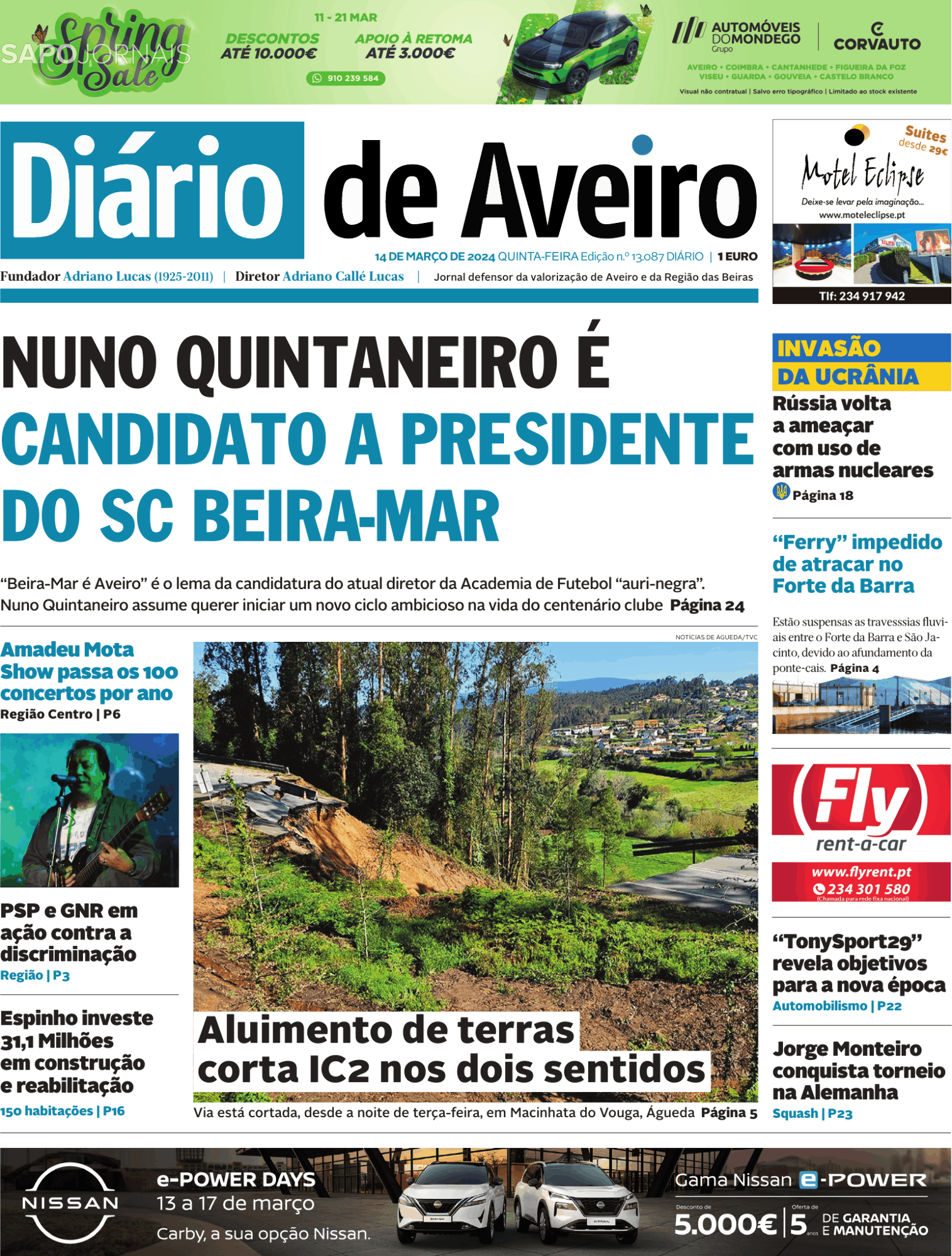 Diário de Aveiro 14 mar 2024 Jornais e Revistas SAPO pt Última