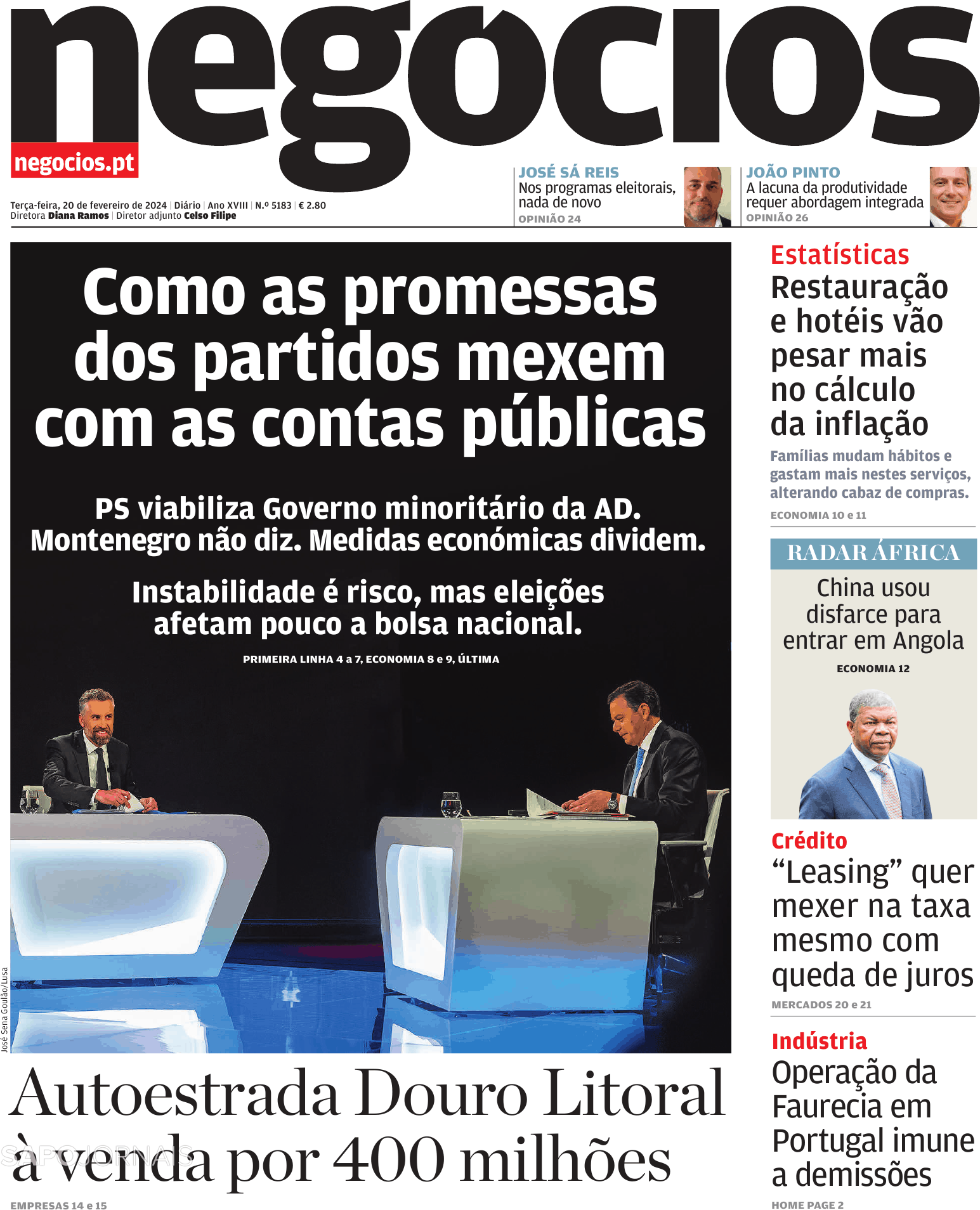 Jornal de Negócios 20 fev 2024 Jornais e Revistas SAPO pt