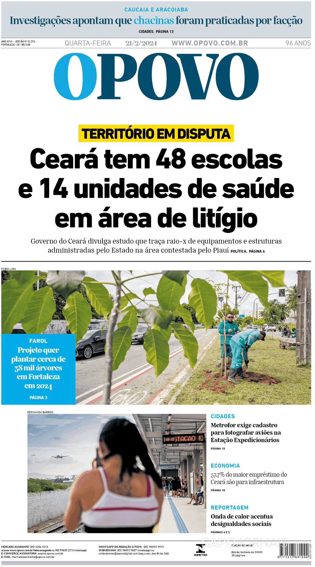 O Povo 21 fev 2024 Jornais e Revistas SAPO pt Última hora e