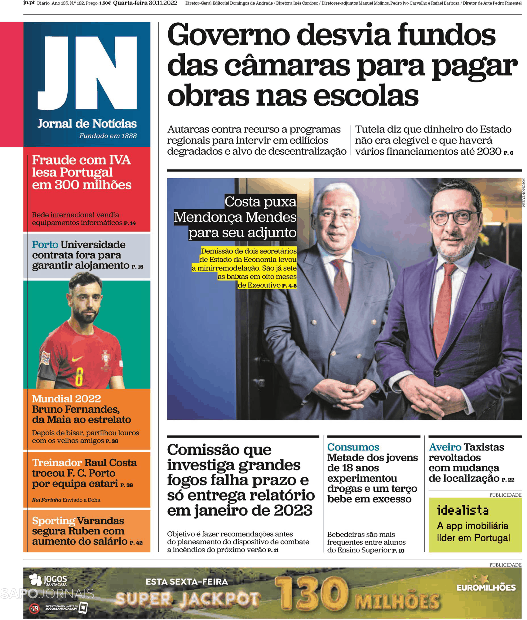 Jornal de Notícias 30 nov 2022 Jornais e Revistas SAPO pt