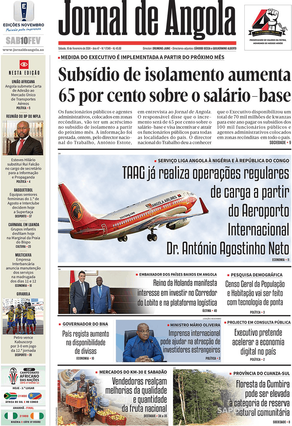 Jornal De Angola Fev Jornais E Revistas Sapo Pt Ltima