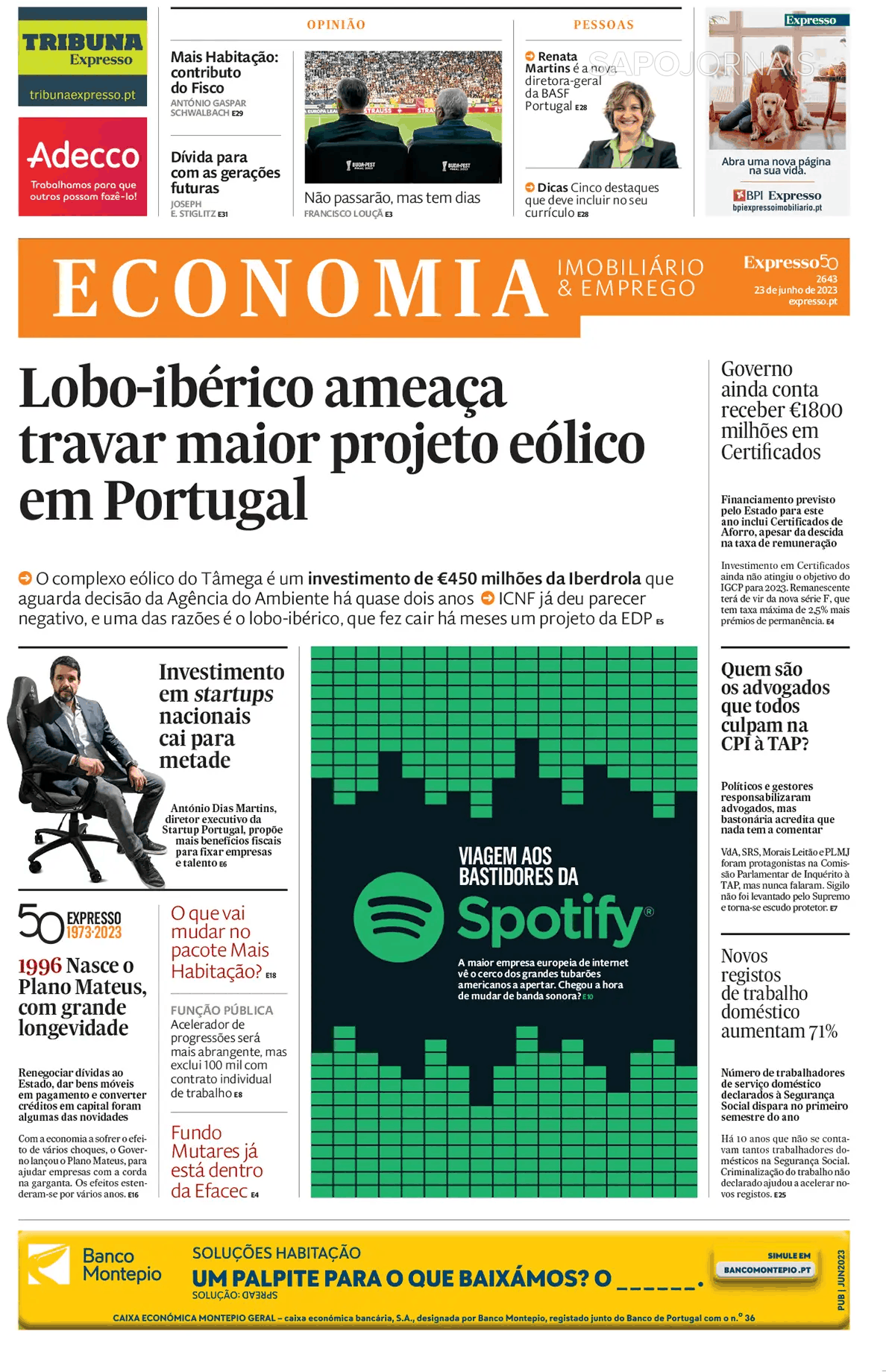 Expresso Economia 23 jun 2023 Jornais e Revistas SAPO pt Última