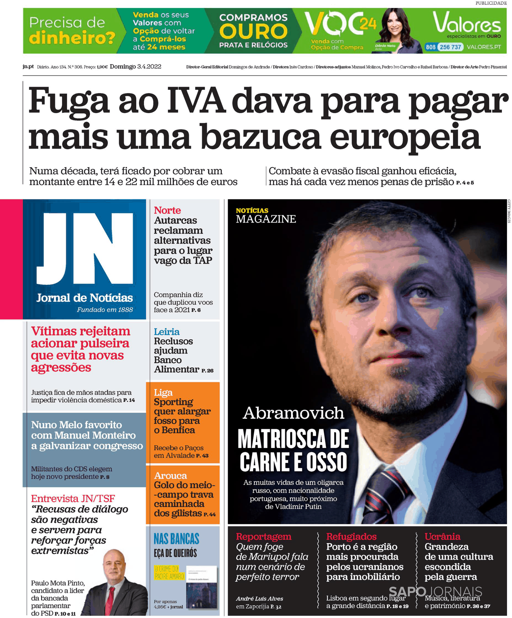 Jornal De Not Cias Abr Jornais E Revistas Sapo Pt Ltima