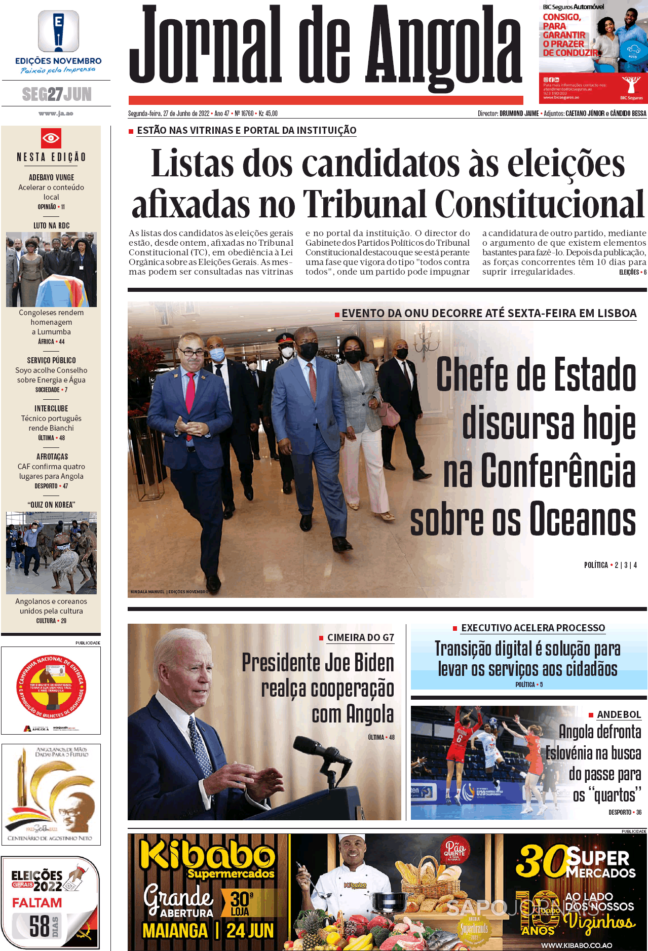 Jornal De Angola 27 Jun 2022 Jornais E Revistas Sapo 1194