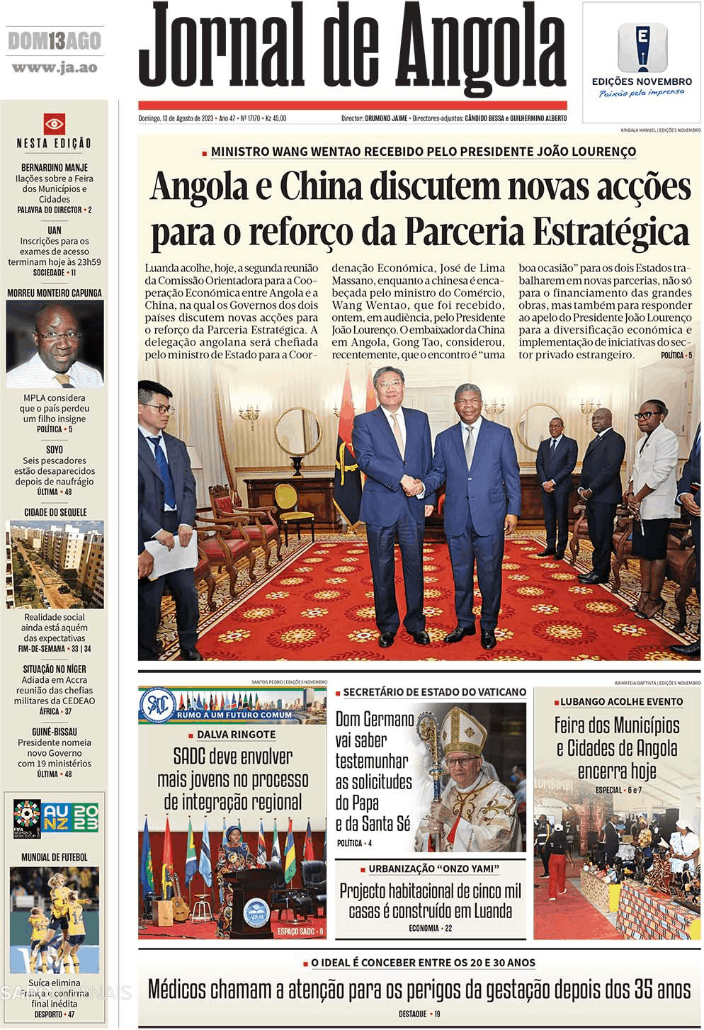 Jornal De Angola 13 Ago 2023 Jornais E Revistas Sapopt Última Hora E Notícias De Hoje 3254