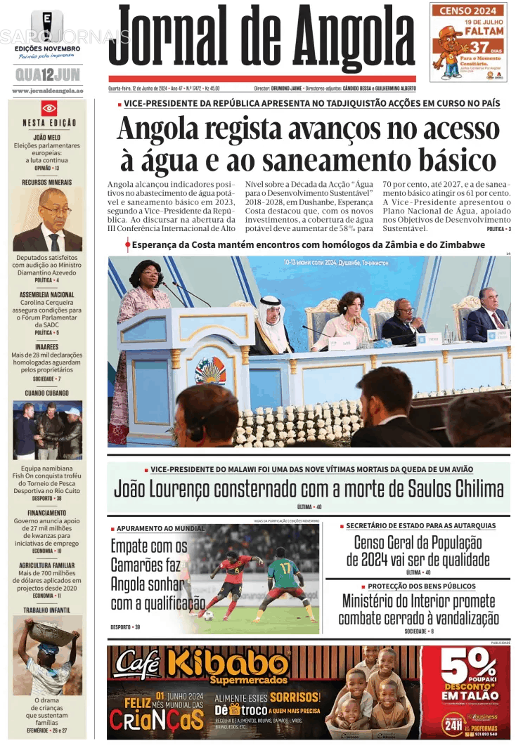 Jornal De Angola 12 Jun 2024 Jornais E Revistas Sapopt Última Hora E Notícias De Hoje 2834