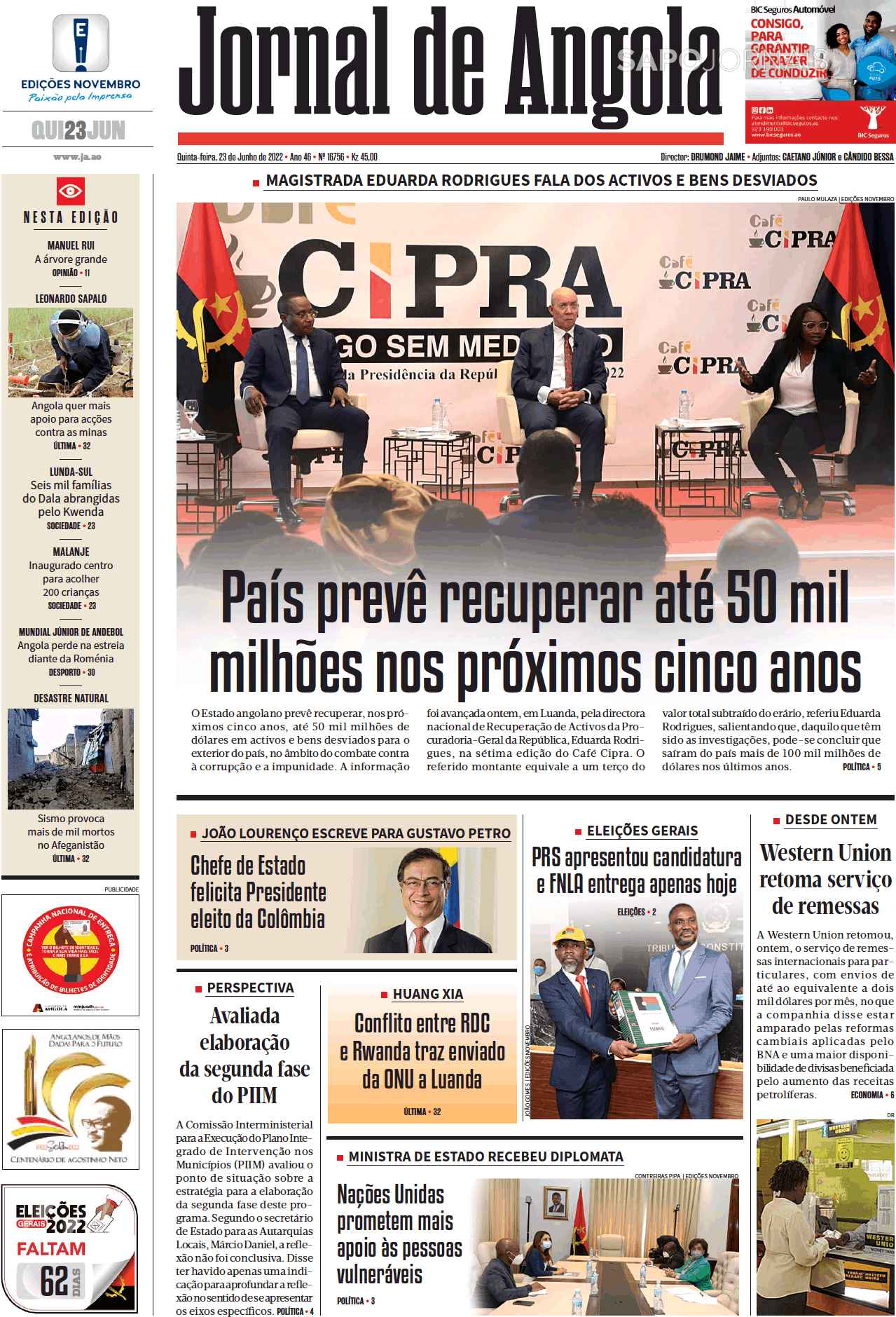 Jornal De Angola 23 Jun 2022 Jornais E Revistas Sapo 8127