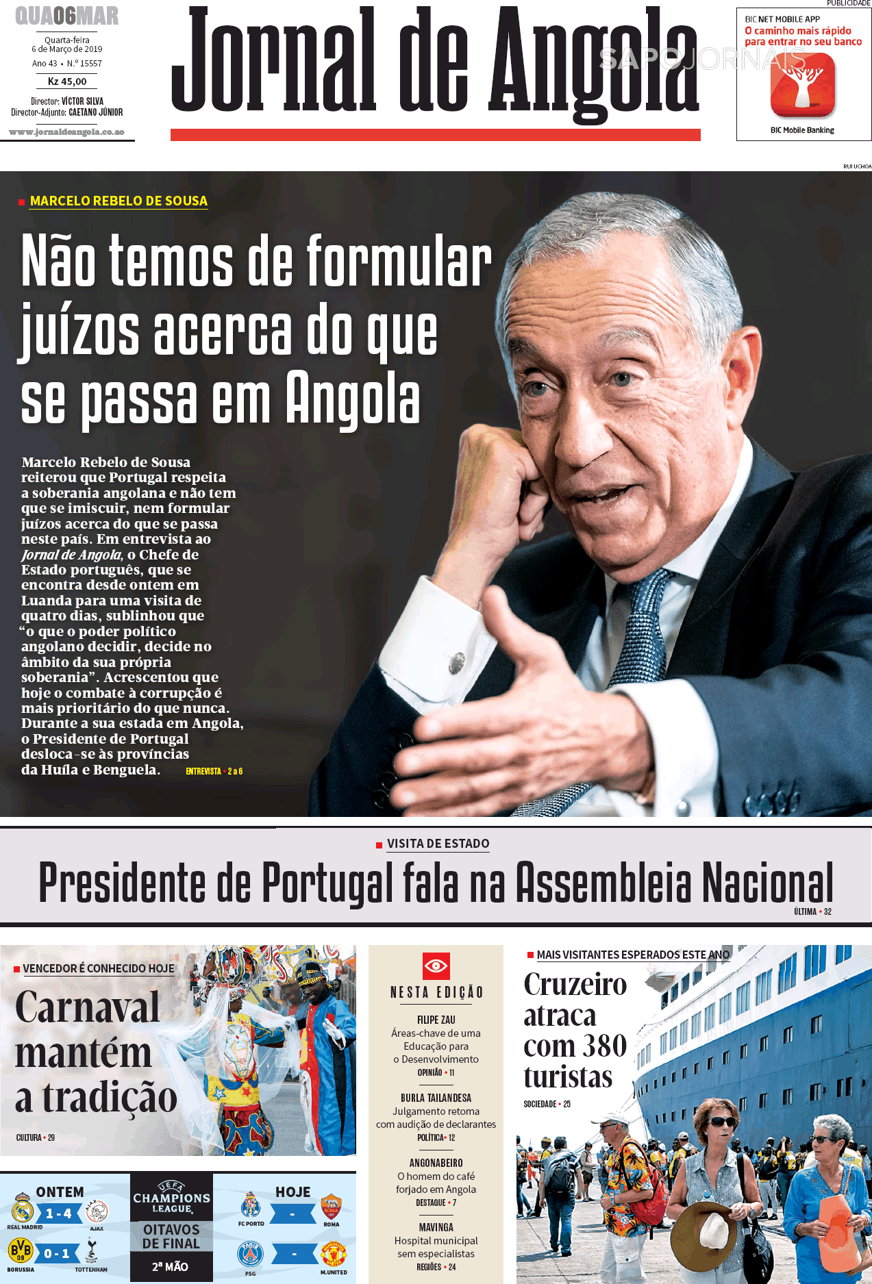 Jornal De Angola 6 Mar 2019 Jornais E Revistas Sapopt Última Hora E Notícias De Hoje 9317