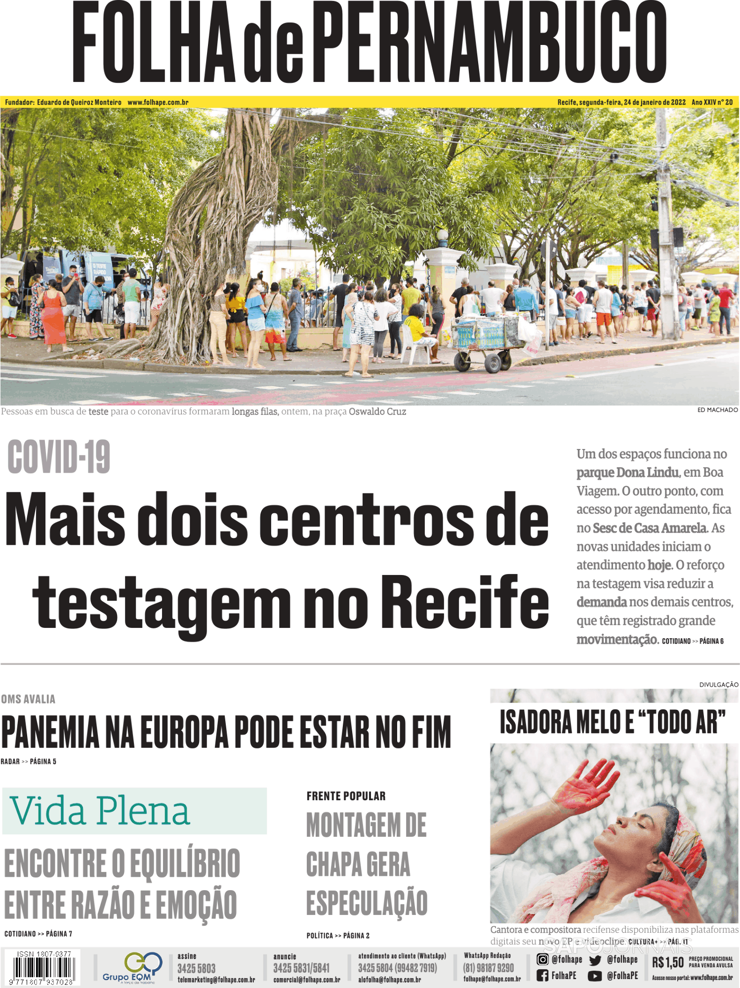 Folha De Pernambuco 24 Jan 2022 Jornais E Revistas Sapopt Última Hora E Notícias De 2169