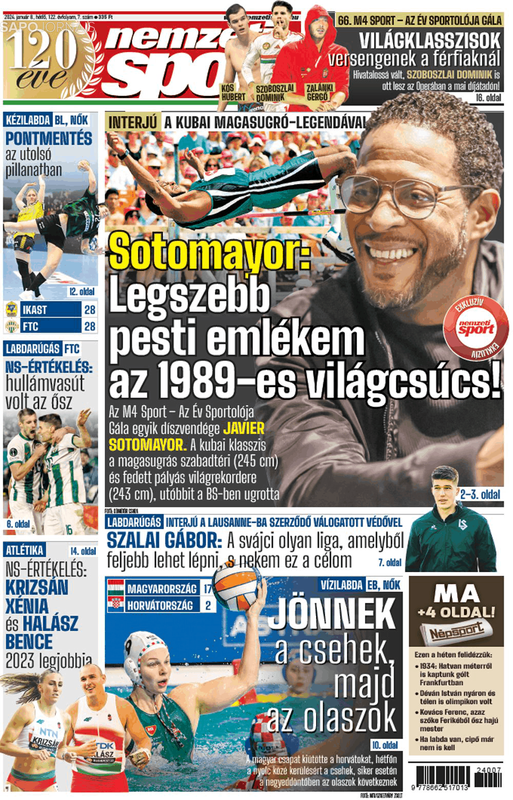 Nemzeti Sport (8 jan 2024) Jornais e Revistas SAPO.pt Última hora e notícias de hoje