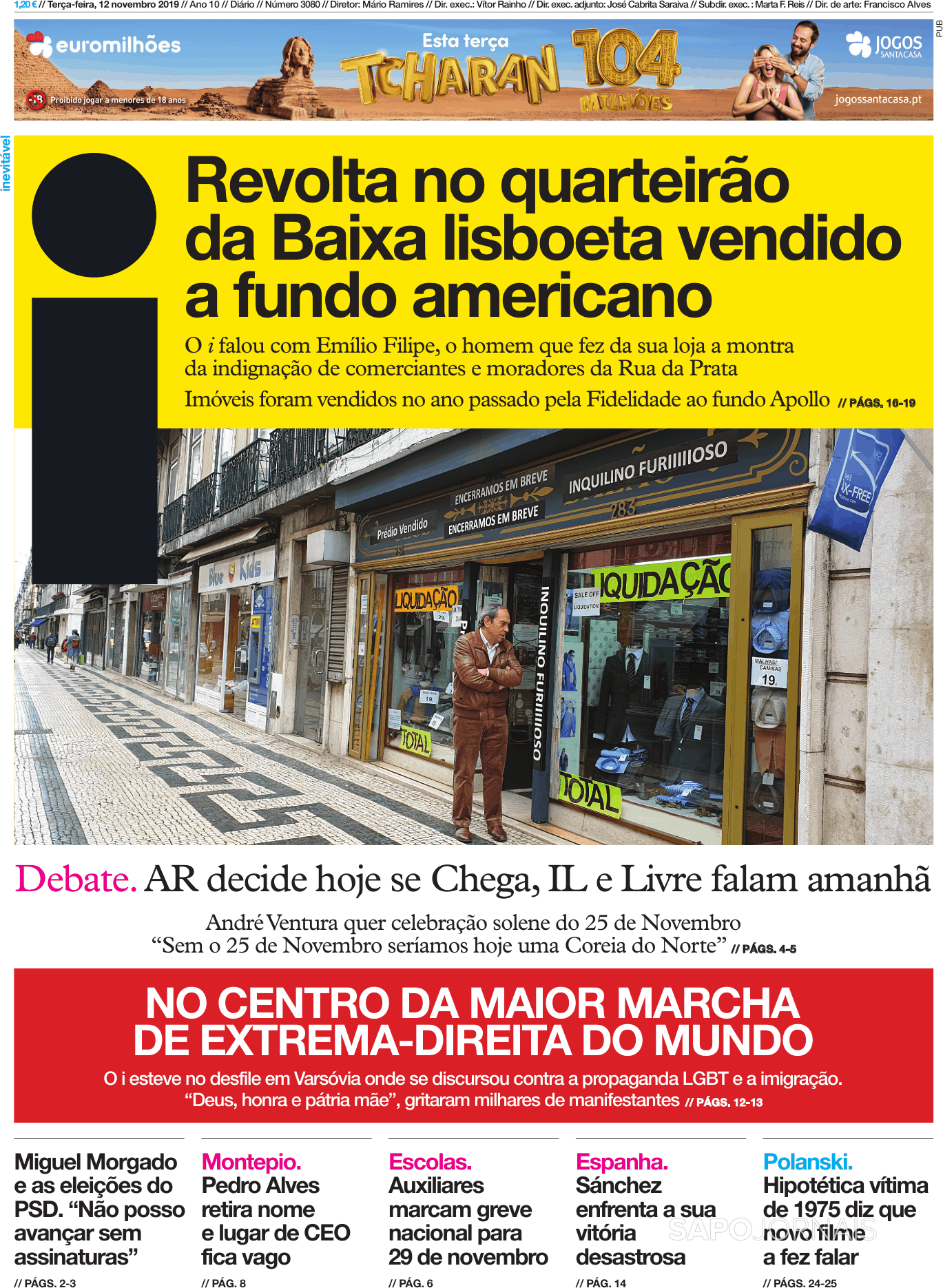 Jornal I 12 Nov 2019 Jornais E Revistas Sapo 24 9333