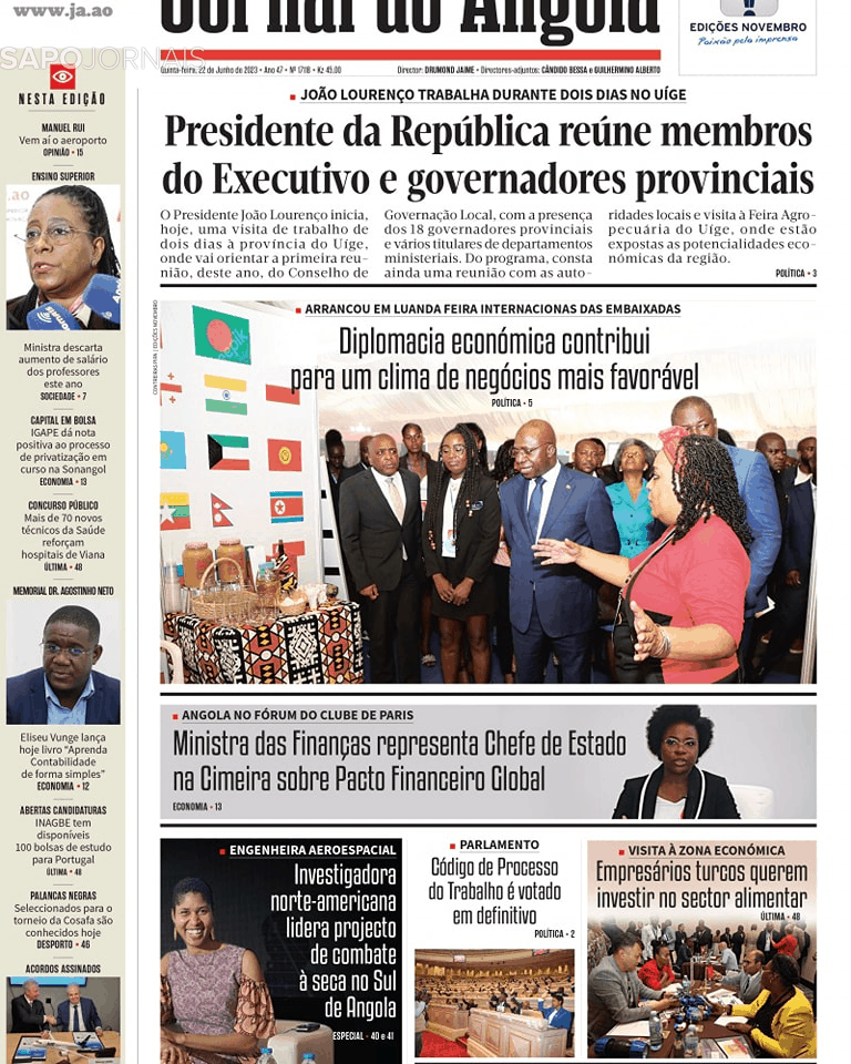 Jornal De Angola 22 Jun 2023 Jornais E Revistas Sapopt Última Hora E Notícias De Hoje 4440