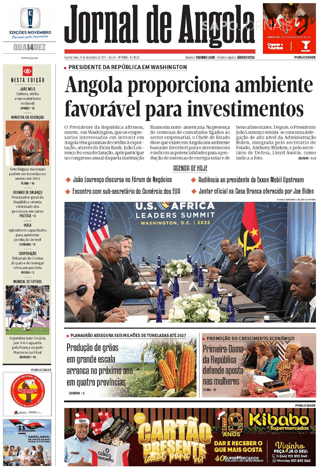 Jornal De Angola 14 Dez 2022 Jornais E Revistas Sapo 24 7278