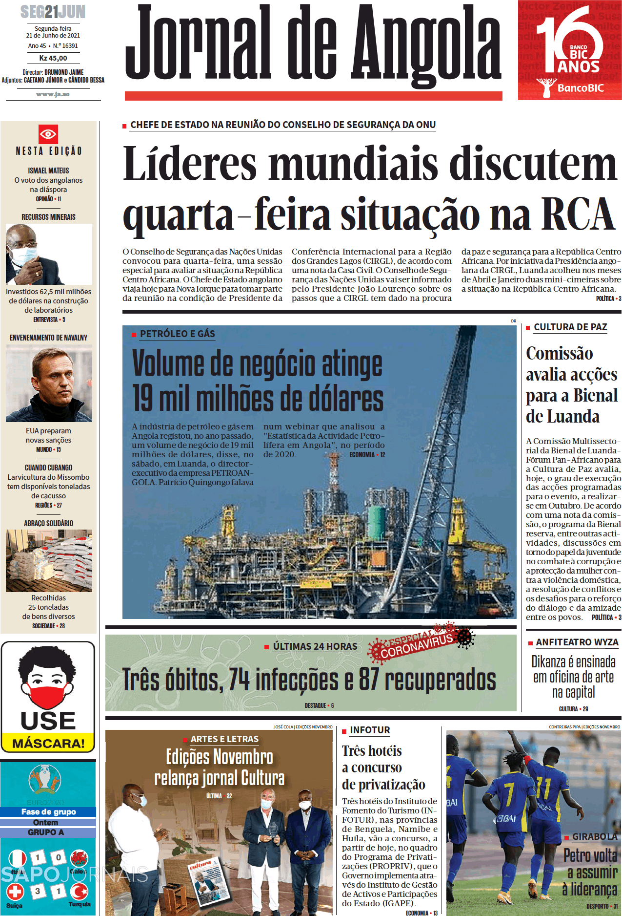 Jornal De Angola 21 Jun 2021 Jornais E Revistas Sapo 5319