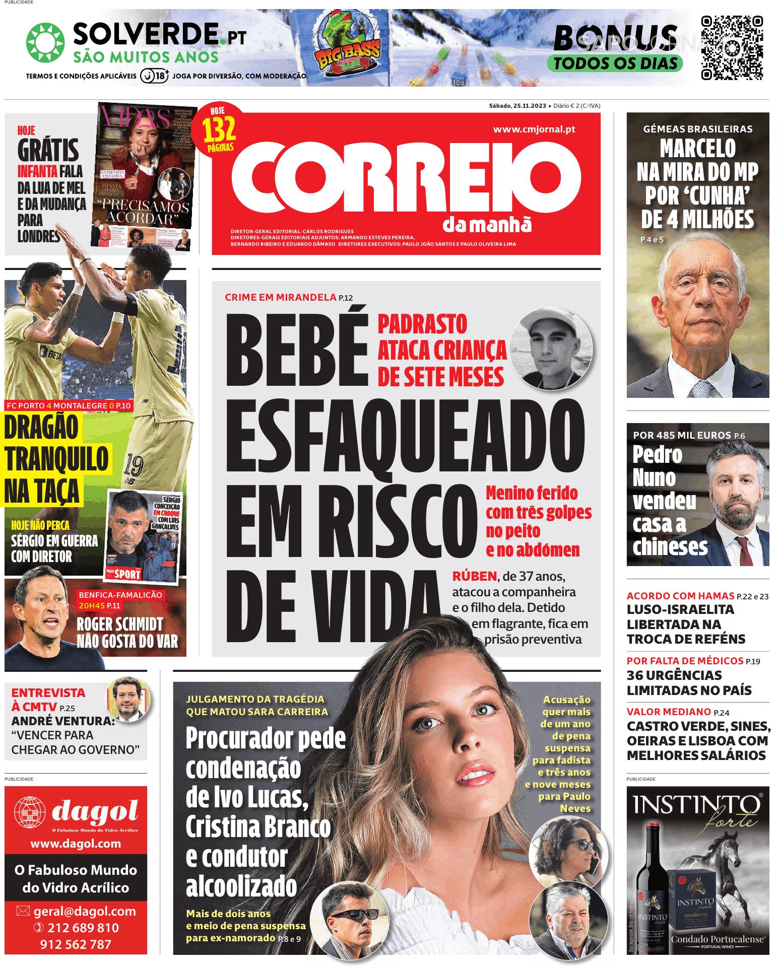 Correio Da Manhã 25 Nov 2023 Jornais E Revistas Sapopt Última Hora E Notícias De Hoje 3803