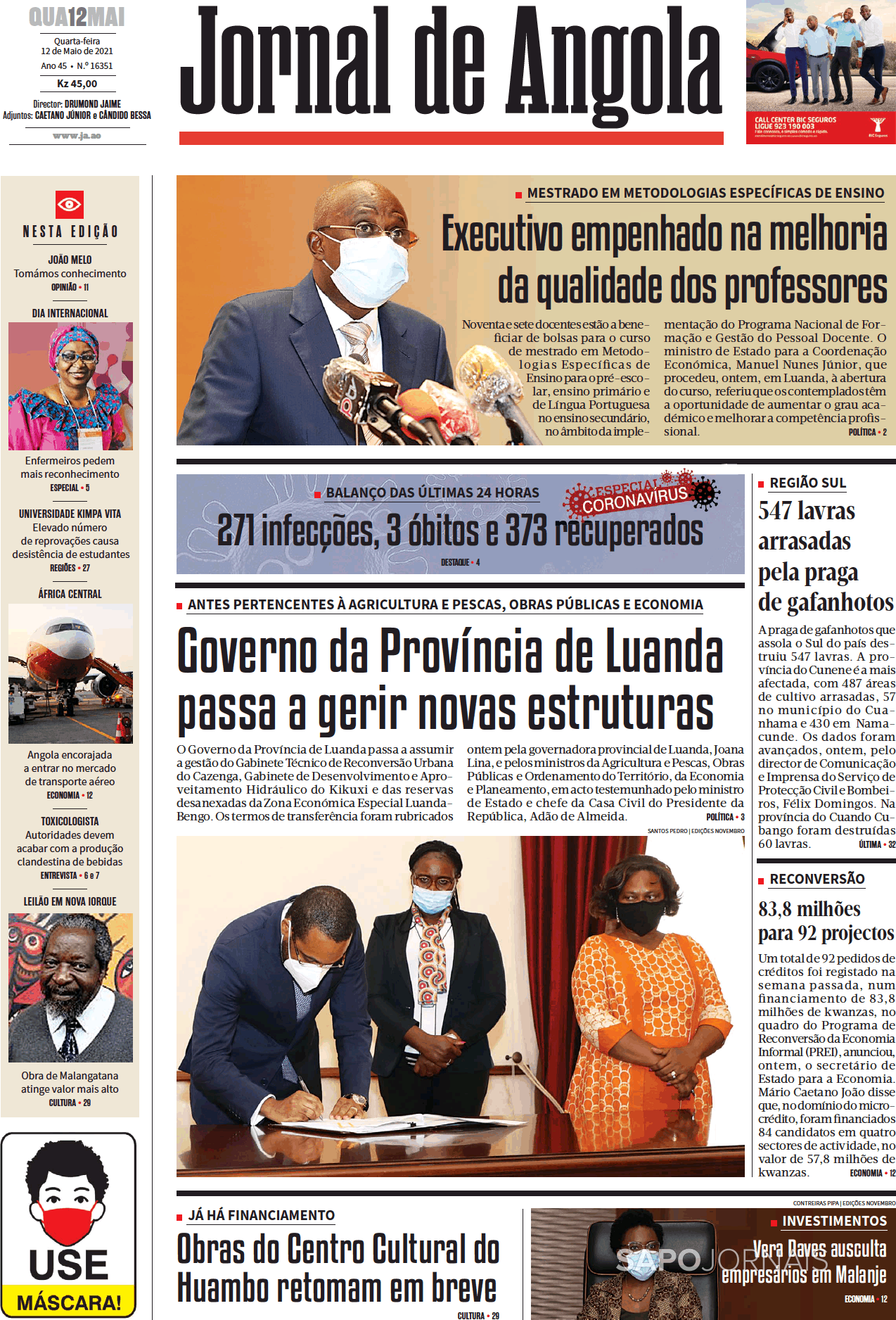 Jornal De Angola 12 Mai 2021 Jornais E Revistas Sapo 0164