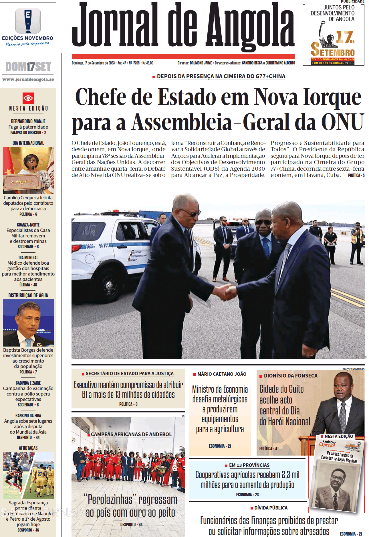 Jornal De Angola 17 Set 2023 Jornais E Revistas Sapopt Última Hora E Notícias De Hoje 7649