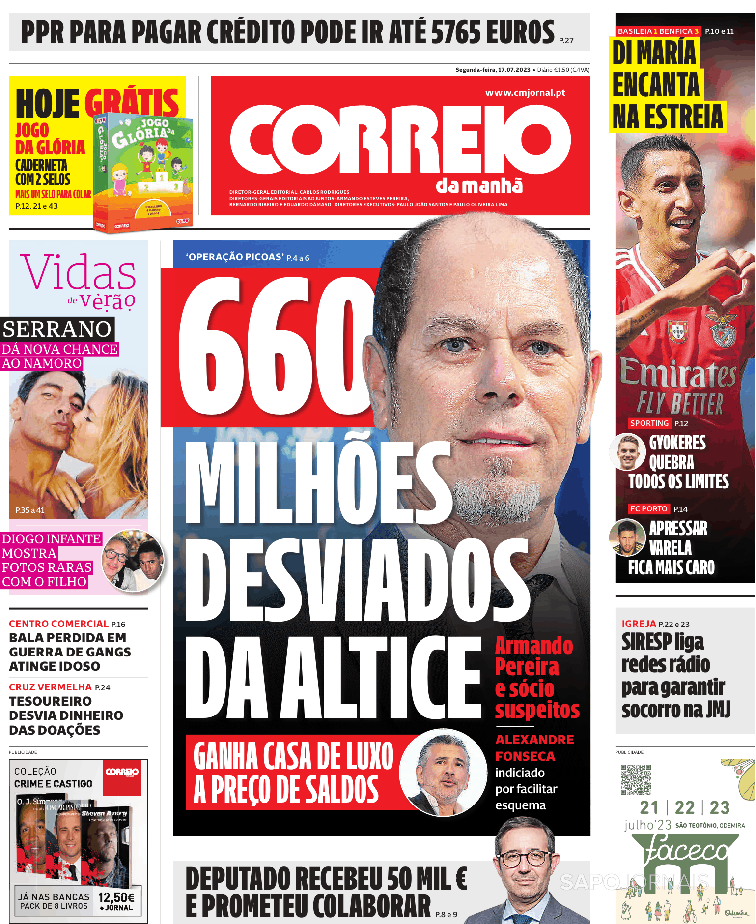 Correio Da Manhã 17 Jul 2023 Jornais E Revistas Sapopt Última Hora E Notícias De Hoje