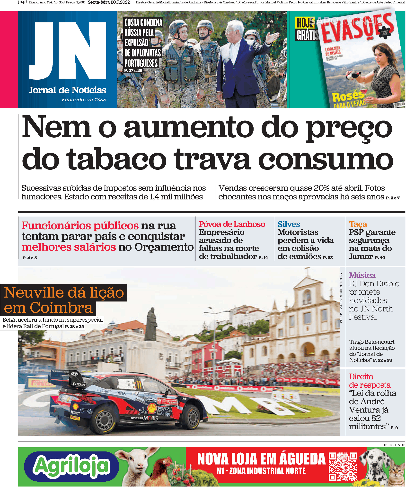 Jornal De Notícias 20 Mai 2022 Jornais E Revistas Sapopt Última Hora E Notícias De Hoje