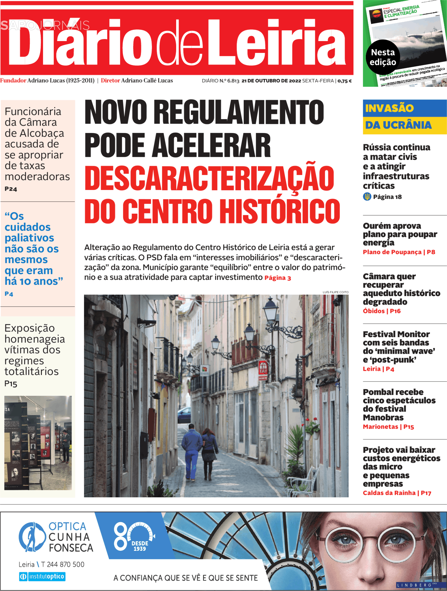 Diário de Leiria (21 out 2022) Jornais e Revistas SAPO.pt Última