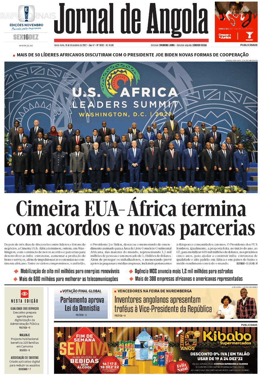 Jornal De Angola 16 Dez 2022 Jornais E Revistas Sapo 5379