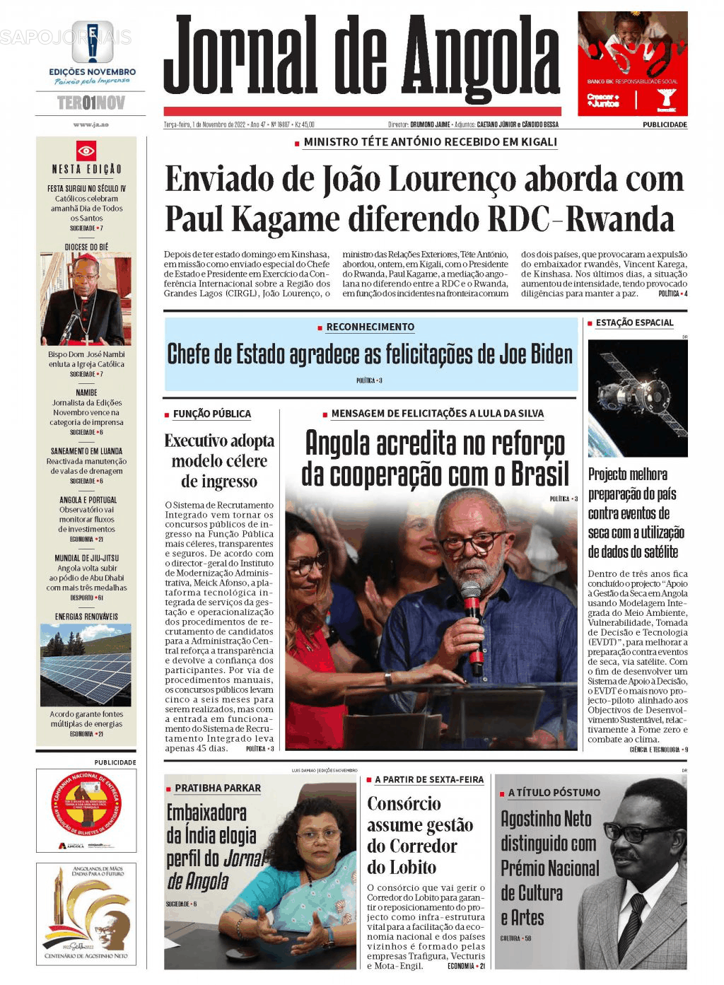 Jornal De Angola 1 Nov 2022 Jornais E Revistas Sapopt Última Hora E Notícias De Hoje 3674