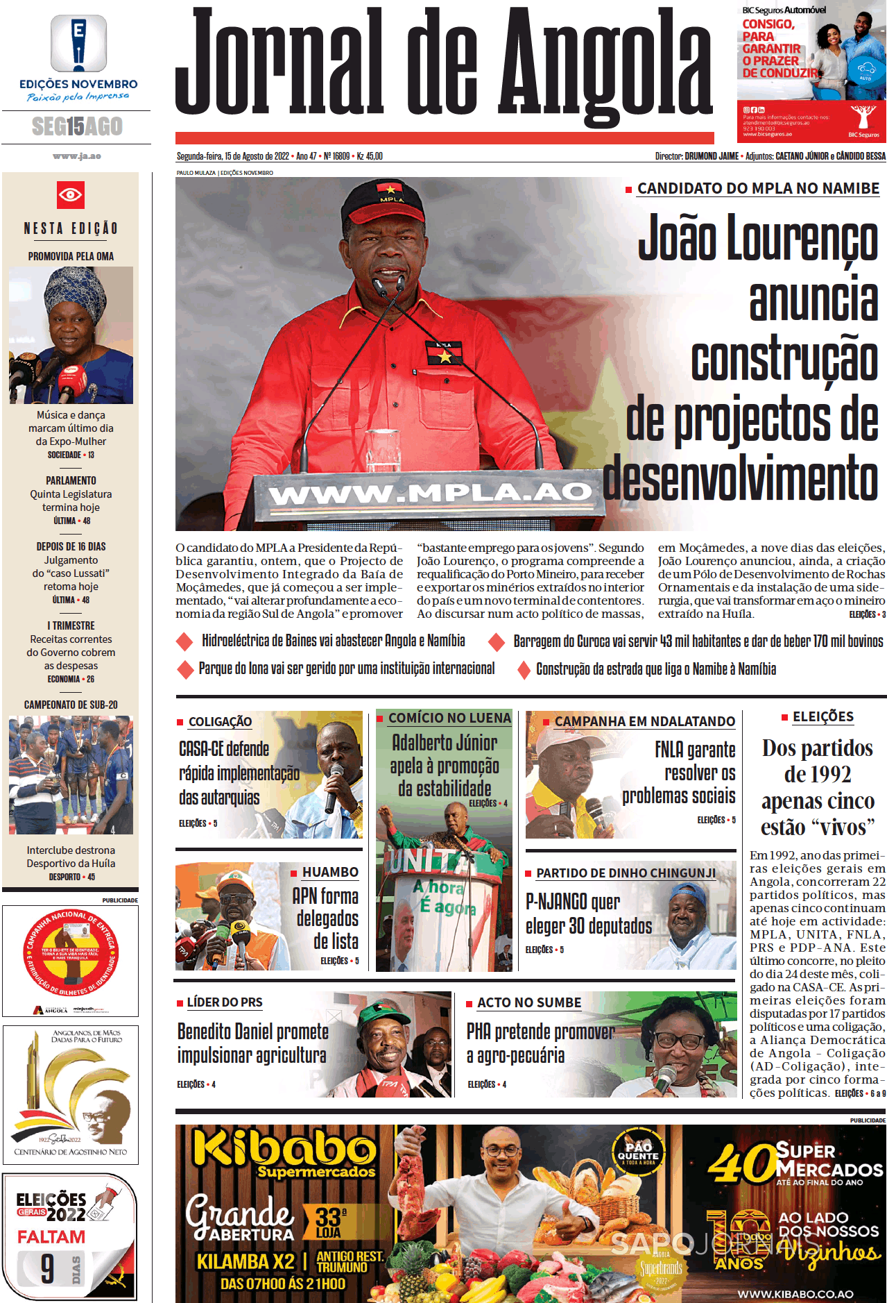 Jornal De Angola 15 Ago 2022 Jornais E Revistas Sapopt Última Hora E Notícias De Hoje 5344