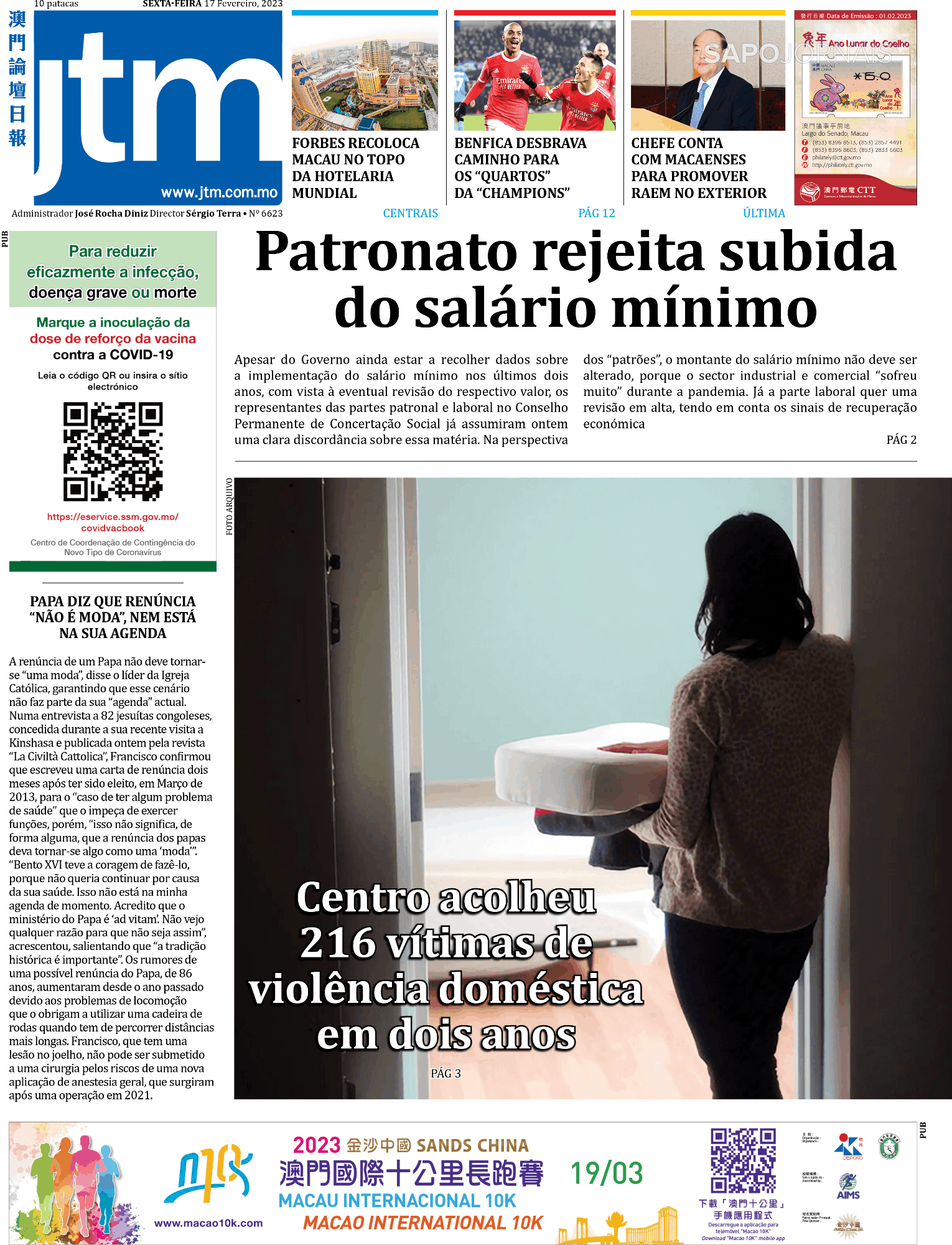 Jornal Tribuna De Macau 17 Fev 2023 Jornais E Revistas Sapopt Última Hora E Notícias De 8512