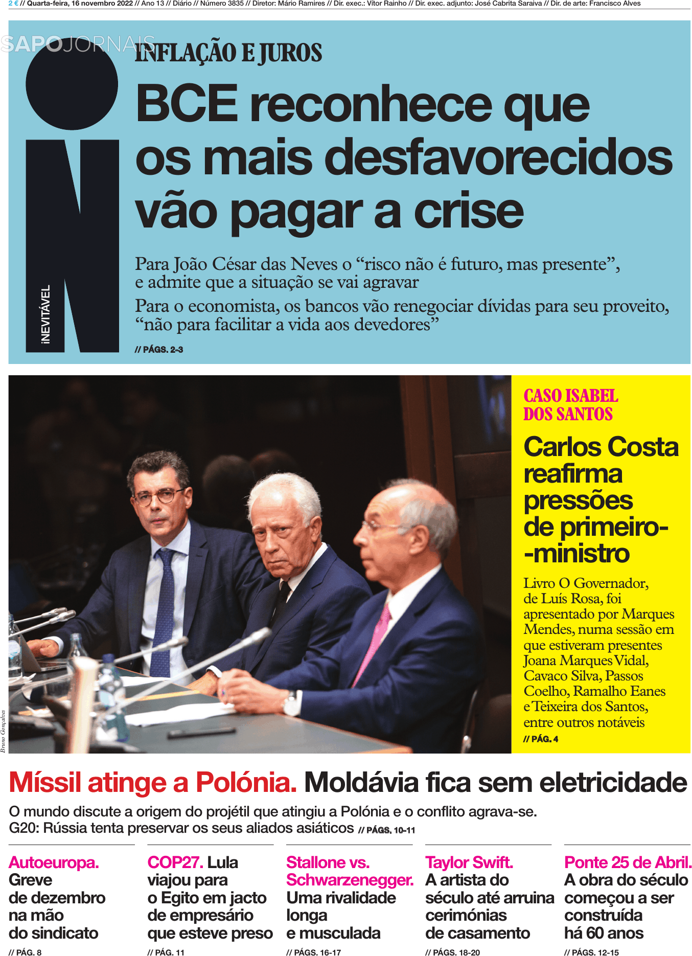 Jornal I 16 Nov 2022 Jornais E Revistas Sapopt Última Hora E Notícias De Hoje 0384