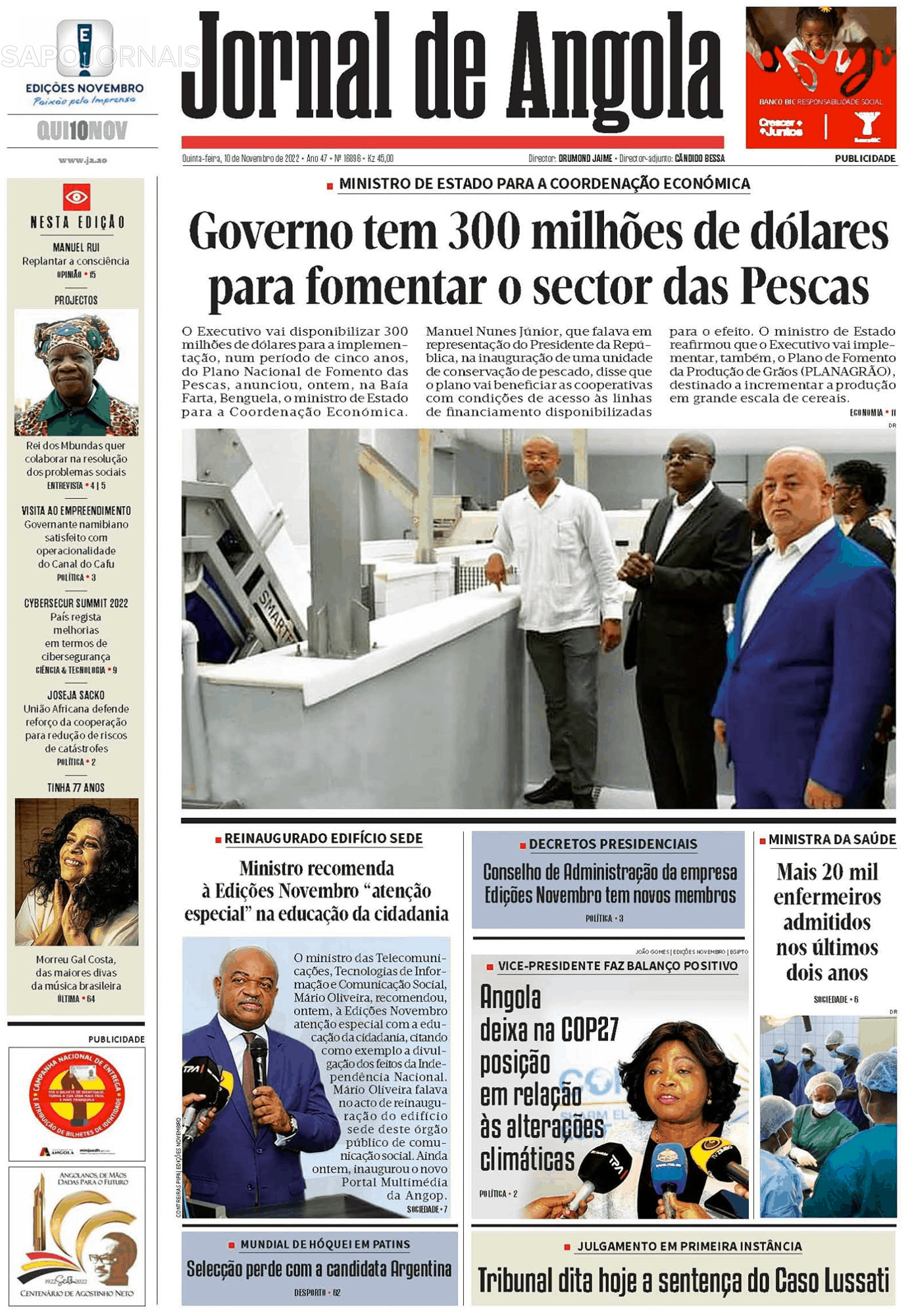 Jornal De Angola 10 Nov 2022 Jornais E Revistas Sapopt Última Hora E Notícias De Hoje 9369