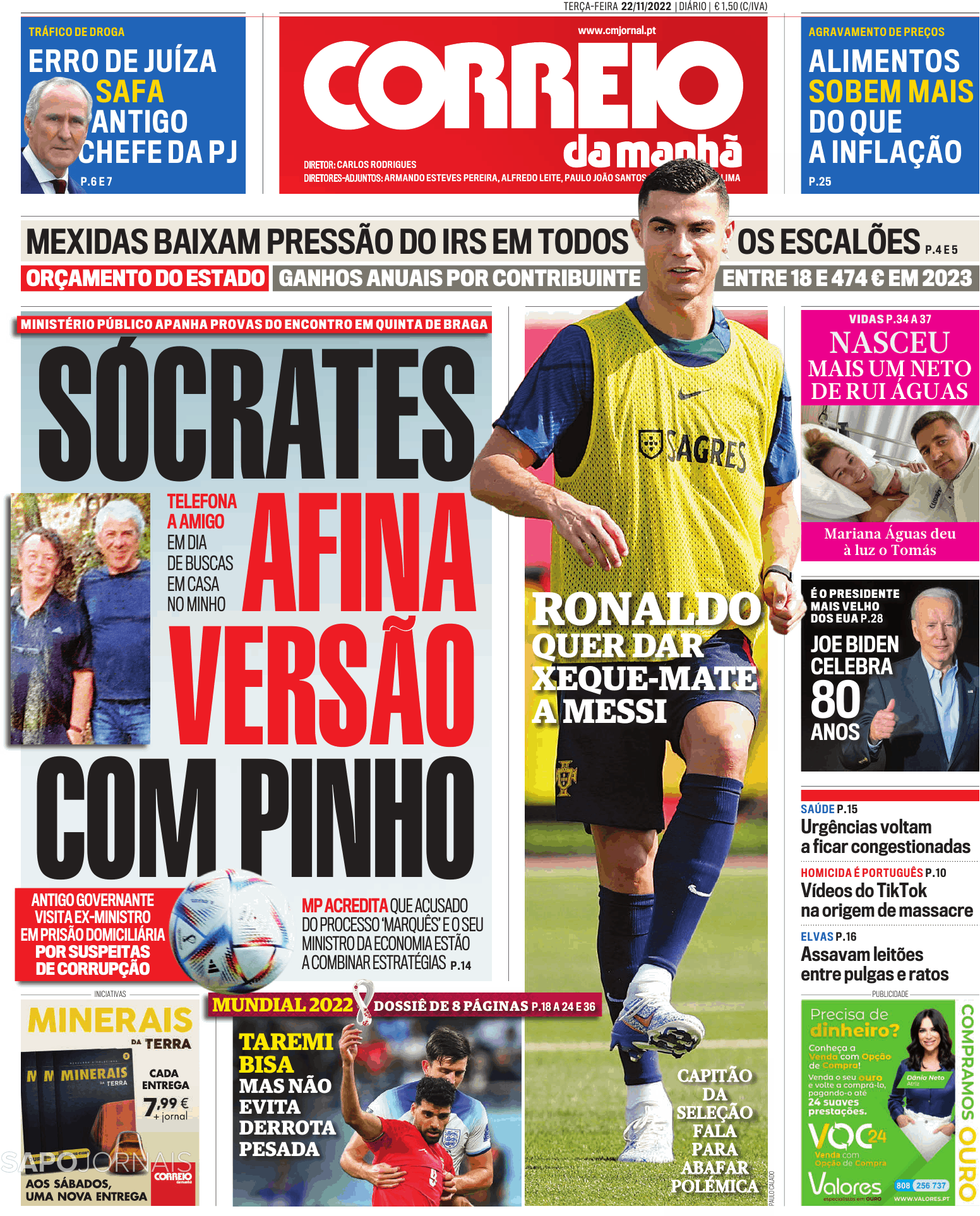 Correio Da Manhã 22 Nov 2022 Jornais E Revistas Sapopt Última Hora E Notícias De Hoje